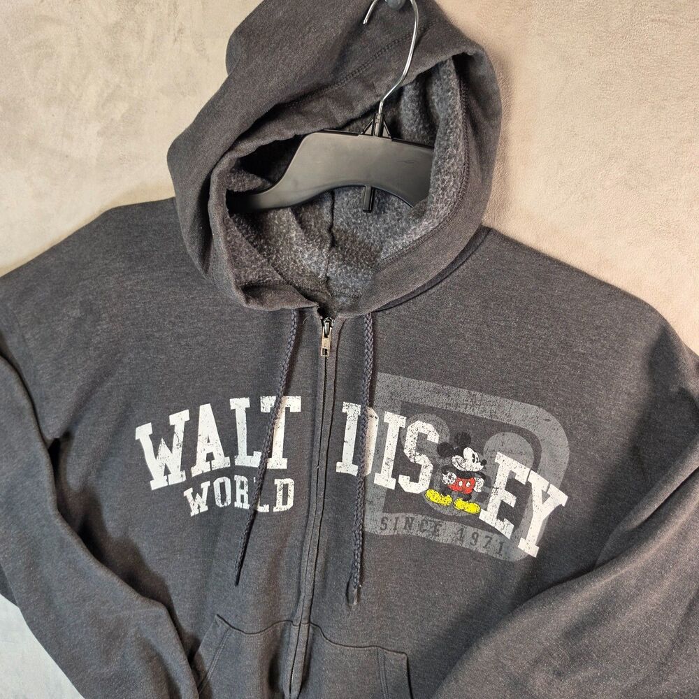 Disney Parks Walt Disney World Since 1971 Mickey Mouse Zip Hoodie Gray XL